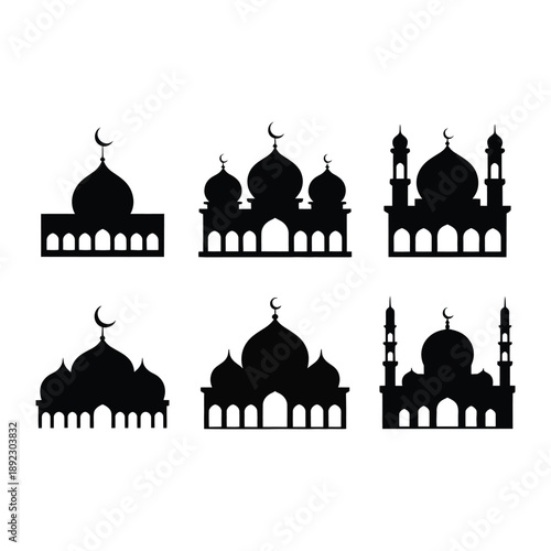 Islamic Mosque Silhouette Collection: A collection of meticulously crafted silhouettes of iconic mosques, showcasing the beauty of Islamic architecture and design.