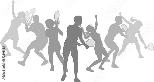 Silhouette Tennis players s...