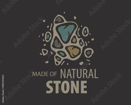 Original vector hand-drawn logo for a company engaged in the manufacture and processing of products and stone
