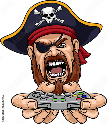 An angry Pirate gamer carto...