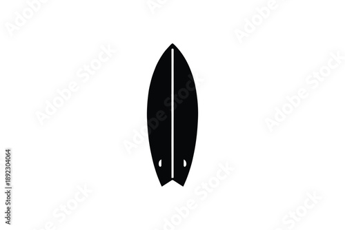 Black surfboard silhouette icon isolated on white background symbol of summer water sports