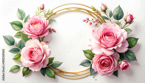 3D Realistic Floral Frame Collection with Blank White Copy Space for Wedding Branding and Greeting Cards