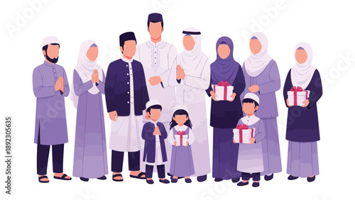 Ramadan Family Gathering: A heart-warming illustration of a Muslim family coming together to celebrate Ramadan, emphasizing values of unity, compassion, and shared moments.