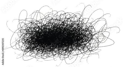 Abstract Messy Scribble Tangle Representing Chaos Mental Stress or Complex Problem