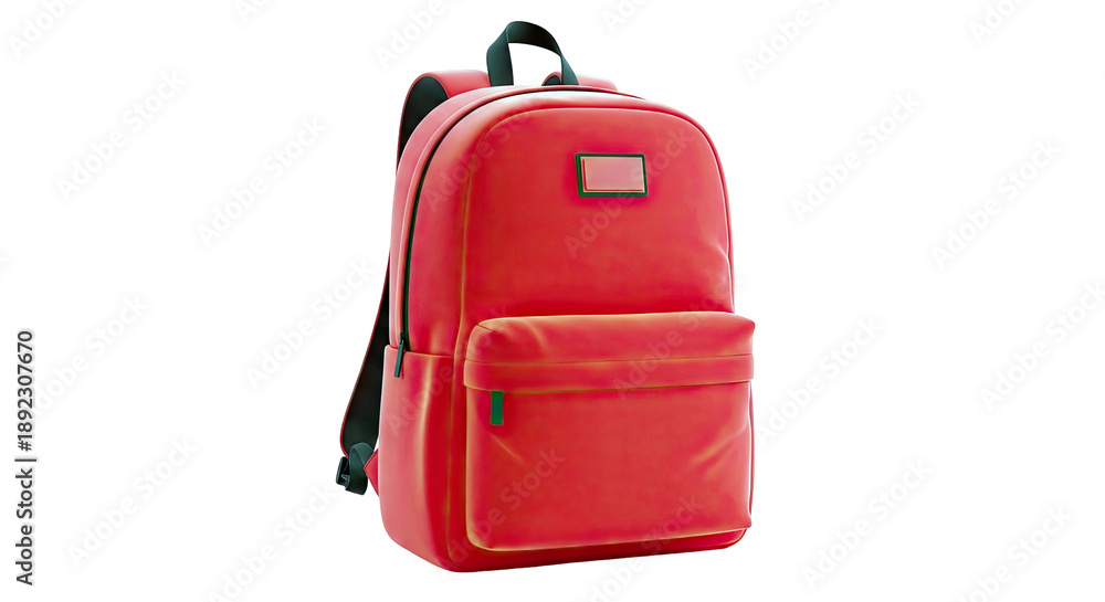 Naklejka premium Red Backpack with Green Accents