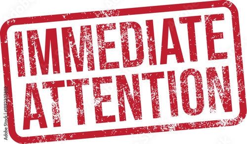 Immediate Attention. Grunge Rubber Stamp.