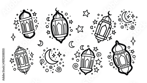 Lanterns and Celestial Embellishments: Adorned with delicate star and crescent moon, lanterns illuminate the night with their gentle glow, creating a captivating visual tapestry.