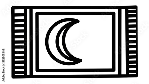 Serene Prayer Rug: A minimalist prayer rug featuring a crescent moon design, symbolizing faith and spiritual practice. 
