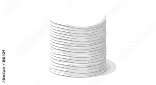 Stack of soft cotton face pads isolated on a pristine white background, showcasing their round shape and smooth texture, perfect for skincare routines