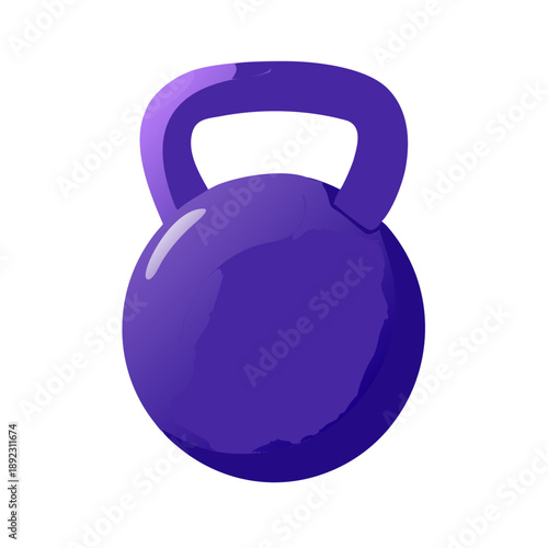 Heavy iron dumbbell and black kettlebell fitness equipment isolated on white background for gym strength training and bodybuilding exercise