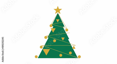 Minimalist Abstract Christmas Tree Made of Green Geometric Triangle Layers