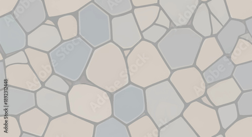 Neutral Grey Stone Mosaic Pavement Texture with Irregular Geometric Tiles for Architectural Design