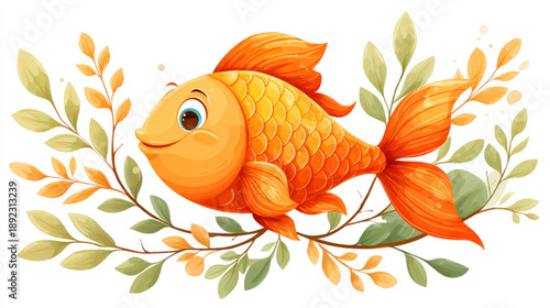 A cartoon fish winking, ill...