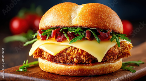 A crumbed chicken patty burger