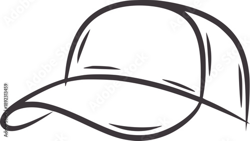 Minimalist dark gray line of a baseball cap headwear sports