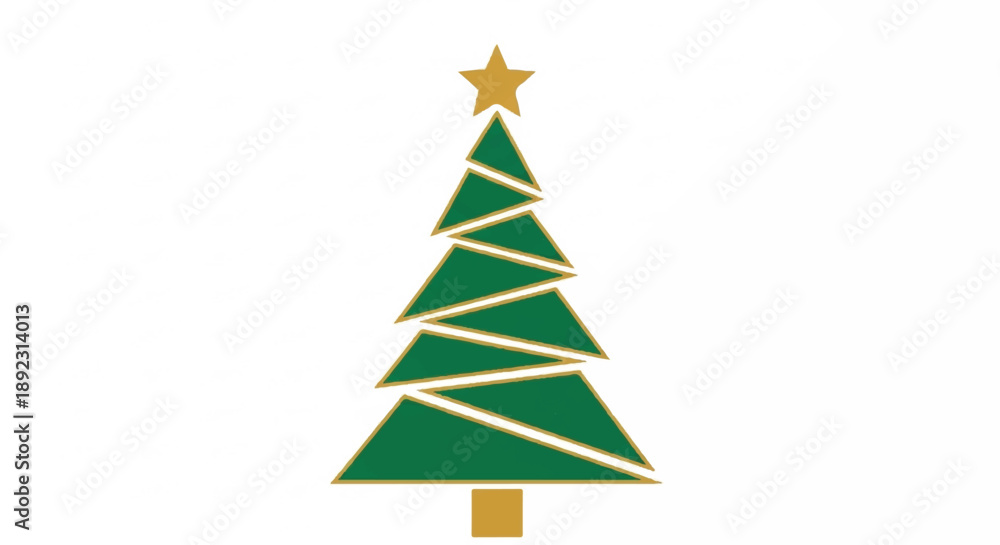 Obraz premium Simple Flat Design Christmas Tree with Star and Triangle Layers