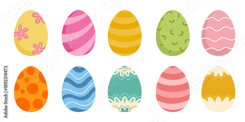 Set of colorful cartoon easter egg illustration for easter day 