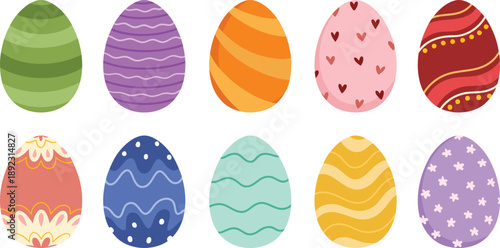 Cute Colorful Easter Egg Cartoon Illustration Set for Easter Day Decoration Element