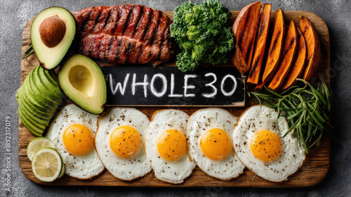 Text "WHOLE30" on a chalkbo...