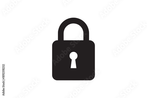 Padlock security icon with keyhole silhouette isolated on white background for safety design