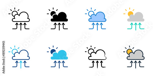 Low pressure icons set multiple style collection. Editable stroke 

