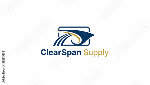 ClearSpan Supply company logo with abstract parcel box and lines, isolated white background.