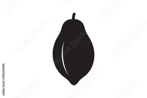Papaya fruit silhouette icon representing healthy tropical nutrition and organic food product