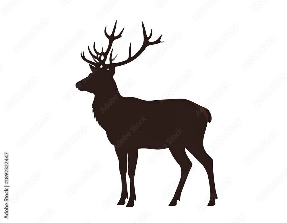 Obraz premium A black silhouette of an elk with large antlers on a white background