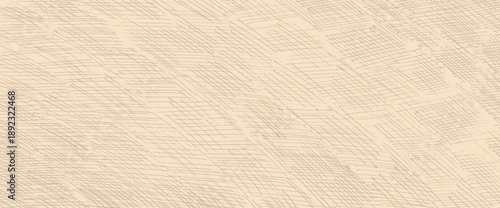 Beige crosshatch hand drawn texture. Doodle pencil diagonal strokes in orcanic geometric pattern. Cross hatching rice paper effect with linear shading. Neutral tone vector vintage textile background.