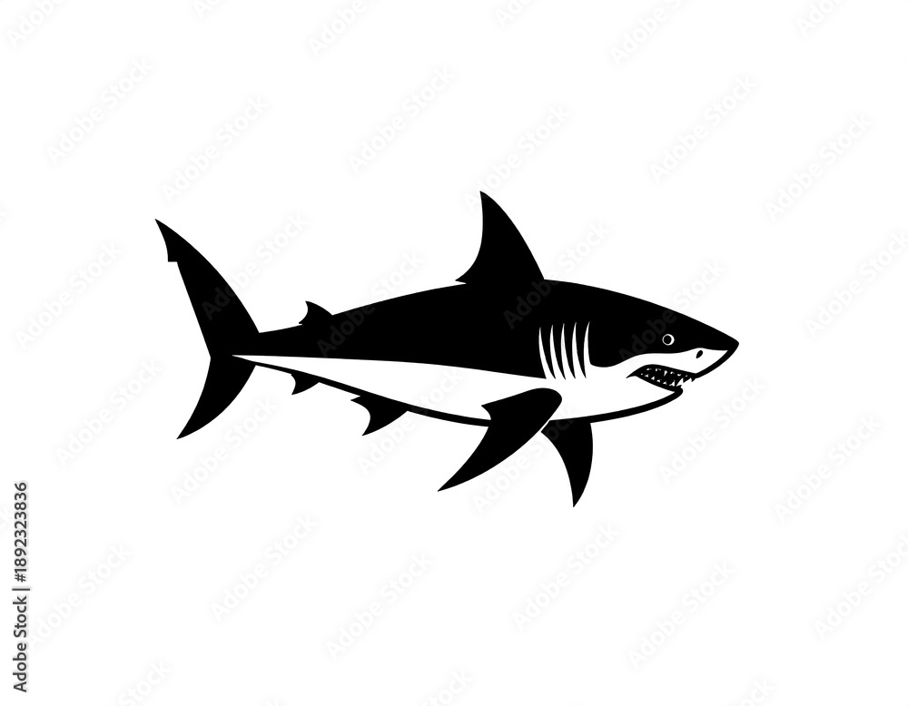 Fototapeta premium A black silhouette of a shark with white underbelly