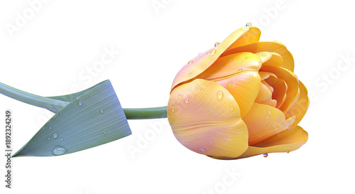 Yellow Tulip with Water Droplets