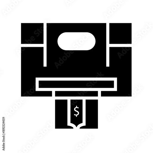 ATM Machine with money glyph icon vector illustration