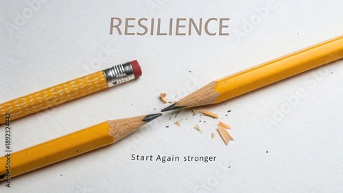 Broken pencil beside new one symbolizing resilience and starting again