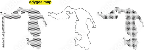 Polygon map illustration showing different shading techniques and geometric patterns