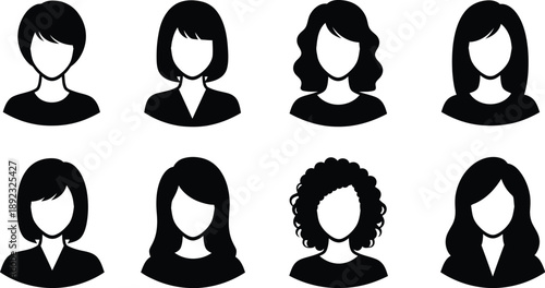 Diverse people user avatars or profile placeholders silhouette icon. 
