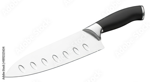 Santoku Knife with Dimpled Blade and Black Handle