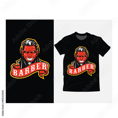 Vintage devil head illustration for T-shirt design