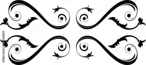 Decorative vintage flourishes set with ornamental swirl dividers and calligraphic design elements
