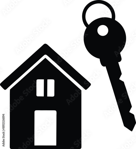 House Key Security And Ownership Concept Silhouette Illustration