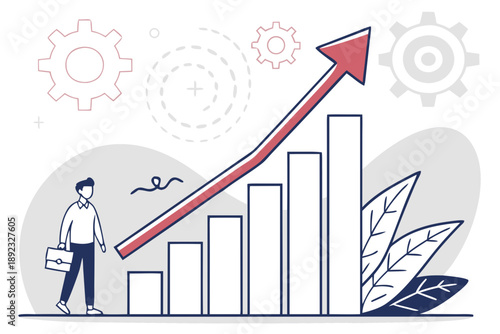 Business Growth Bar Chart Upward Trend – Rising Arrow Financial Forecast Economic Expansion Investment Success Future Planning