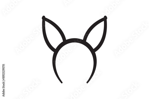 Black silhouette of bunny ears headband isolated on white background, party accessory