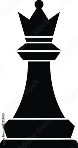 Chess Queen Icon Strategy Game Piece Vector Silhouette Illustration