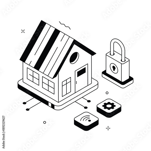 A modern isometric illustration showcasing advanced home automation technology