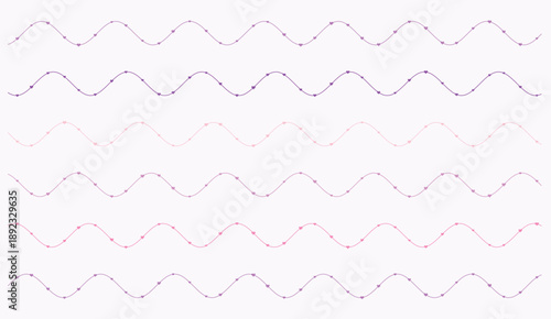 Abstract heartbeat wave lines with pink and purple gradient, modern minimalist design for Valentine's Day, soft pastel palette