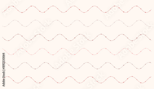 Abstract heartbeat wave pattern with soft pastel gradient background, romantic Valentine's Day concept with delicate dotted lines and subtle gradients