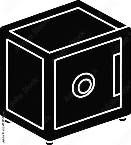 Secure Safe Deposit Box Protection Investment Silhouette Illustration