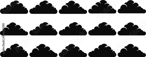 Clouds, Cloudy, Weather, Overcast, Sky, Climate, Forecast, Storm, Rainy, Atmosphere, Meteorology, Silhouette, Icon, Vector, Symbol, Pictogram, Flat, Minimal, Black, Collection
