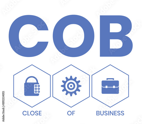 COB - Close of Business acronym. business concept background. vector illustration concept with keywords and icons. lettering illustration with icons for web banner, flyer, landing page