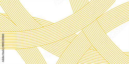 Yellow instant noodle, pasta and spaghetti texture with geometric wavy lines. Ramen, pasta vector pattern.