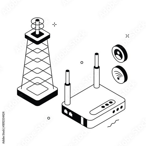 A visually engaging isometric illustration of smart internet system